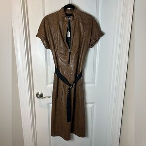 Marc Cain Sport Brown Vegan Python Dress with Belt NWT
